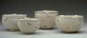 FOUR WHITE BOWLS